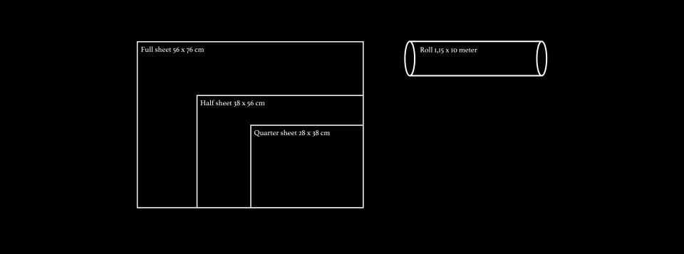 Classic sheets & rolls sizes
